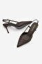 Women's Stiletto Pointed Toe Knitted Pattern Open Back Classic Heeled Shoes Arisa Brown - 8