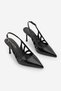 Women's Stiletto Pointed Toe Adjustable Buckle Open Sides Classic Heeled Shoes Fegas Black - 5