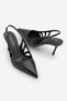 Women's Stiletto Pointed Toe Adjustable Buckle Open Sides Classic Heeled Shoes Fegas Black - 3