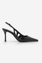 Women's Stiletto Pointed Toe Adjustable Buckle Open Sides Classic Heeled Shoes Fegas Black