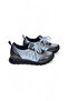 Women's Gray Shiny Satin and Leather Detailed Flat Sole Lace-Up Sneakers - 8