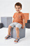 Samba Double Velcro Air Mesh Detailed Genuine Leather Baby Boy Sandals Gray - 2