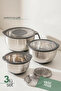 3-Piece Stainless Steel Mixing Bowl Set |   Kitchen Bowl with Lid |   16 cm 20 cm 24 cm Mixing Bowl