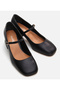 Women's Leather Mary Jane Black Thick Heeled Shoes - 3