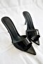 Alora Black Patent Leather Women's Heeled Slippers - 3