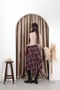 Plaid Asymmetric Chiffon Skirt Black - 5