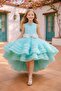Girl's Tailed Glittery Bow Detailed Puffy Evening Dress - 5