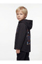 Boy's Water and Wind Resistant Space Themed Black Trench Coat-Raincoat-Windbreaker - 2