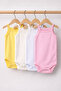 4-Piece Baby Bodysuit with Jacquard Thread Straps and Snap Fasteners 100% P Cotton - Ecru Pink White Yellow