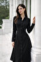 Women's Black Waist-Fitted Shirt Dress - 3