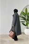 Anthracite Comfortable Fit Low Sleeve Double Breasted Cashmere Coat - 3