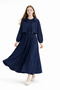 Navy Blue Zippered Stone-Embellished Cropped Jacket Girls' Sleeveless Dress 23751 - 5