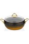 Caldora 28 cm Deep Granite Casserole Pot with Gold Handle and Glass Lid, Non-Stick - 4