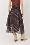 Women's brown Lined piece Midi Length chiffon skirt - 5