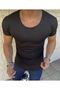 Men's 4 Pack Oval Collar Open Collar Black White Dark Gray Light Gray T-Shirt - 2