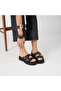 Rosa Black Genuine Leather Buckle Studded Women's Slippers – Comfortable, Stylish and Orthopedic - 2