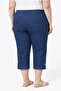 Plus Size Women's Below Knee Button Detail Jeans Capri 02 Navy Blue - 5