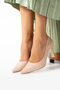 Beige Fabric Stiletto: Comfortable Vegan Leather Casual and Special Occasion Women's Heeled Shoes - 6