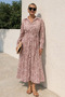 Flowy Dress with Shawl Pattern and Belt 2029 - 3