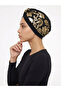 Special Design Black with Gold Ottoman Motif Lined Ready-Made Hijab Hijab Evening Dress Bonnet
