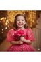 Girls' Evening Dress Balloon Sleeve Pink Organza Fabric Dress - 8