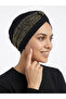 Special Design Black with Gold Sand Pattern Lined Ready-Made Hijab Hijab Evening Dress Bonnet - 3