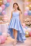 Girl's Satin Fabric Baby Blue Tail Evening Dress