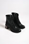 Diana Lace-Up Zippered Orthopedic Sole Heeled Women's Boots St - Black - 4