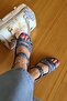 Denim Braided Genuine Leather Sandals-model: Bougainvillea - 3