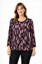 Women's Floral Patterned Round Neck Middle Age Mother Combed Cotton Blouse 9060