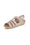 Stone Color Genuine Leather Sandals with Belt - 6