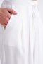 4681 Women's Tie-Up Double Pleated Palazzo Wide Leg Trousers Snow White - 6