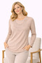 New Model Stone Embroidered Round Collar Lycra Mother's Combed Cotton Blouse 6420 - 4
