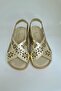 Gold Laser Cut Genuine Leather Sandals Model Orchid - 4