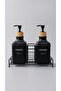 Double Glass Liquid Soap Dispenser & Detergent Dispenser Set with Stand and Bamboo Lid – 2×500 Ml, 22.5 × 8.5 × 24 cm - 2