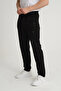 Men's Black - Anthracite - Navy Blue Relaxed Fit Straight Leg Sweatpants with Embroidery Detail in Combed Cotton Fabric - 7