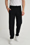 Men's Regular Fit Drawstring Waist Straight Leg Embroidery Detailed Combed Cotton Fabric Navy Blue Sweatpants