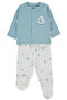 Perforated Pajama Set with Booties, 2 Pieces (Palm in the Sea) Petrol Green
