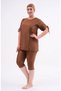 Large Size Semi-Covered Hijab Swimsuit with Sleeve Detail 2311 Aysu Brown - 5