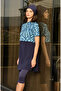 Sports Lycra Short Sleeve Semi-Closed Swimsuit 3417 Navy Blue Turquoise - 7