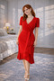 Crepe Fabric Midi Length Belted Dress (Coloured) - 2