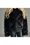 Women's shawl collar premium faux fur coat with snap closure and lined interior - d99828 - 4