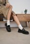 Casey Black Color Patent Leather Thick Soled Women's Loafer Shoes - 4