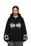 Vehement Printed Zippered Zip Hooded Unisex Black Sweatshirt - 2