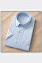 Men's Cold Blue Cotton Short Sleeve Pocket Collar Button Classic Cut Shirt