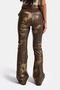 Women's Batik Color W5-16 Flare Fit Special Color Design Leather Pants - 6