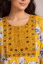 100% Cotton - Ladies A-line Maxi Yellow Floral Embroidered Jalabiya (Daisy Print) - 3