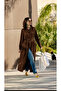 Pocket Detail Hooded Chanel Linen Pardesü 39504 Brown