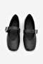 Women's Blunt Toe Buckle Studded Ballerinas Velona Black - 7