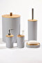 5 Piece Round Bathroom Set with Bamboo Cover, Gray, Volume: 7 Liters Original Bamboo - 2